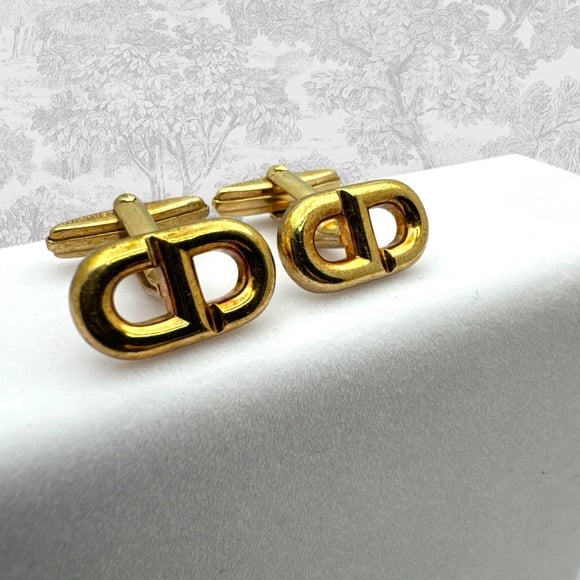 Christian Dior Vintage 1980's Gold CD Initial Monogram Cufflinks Made in Germany
