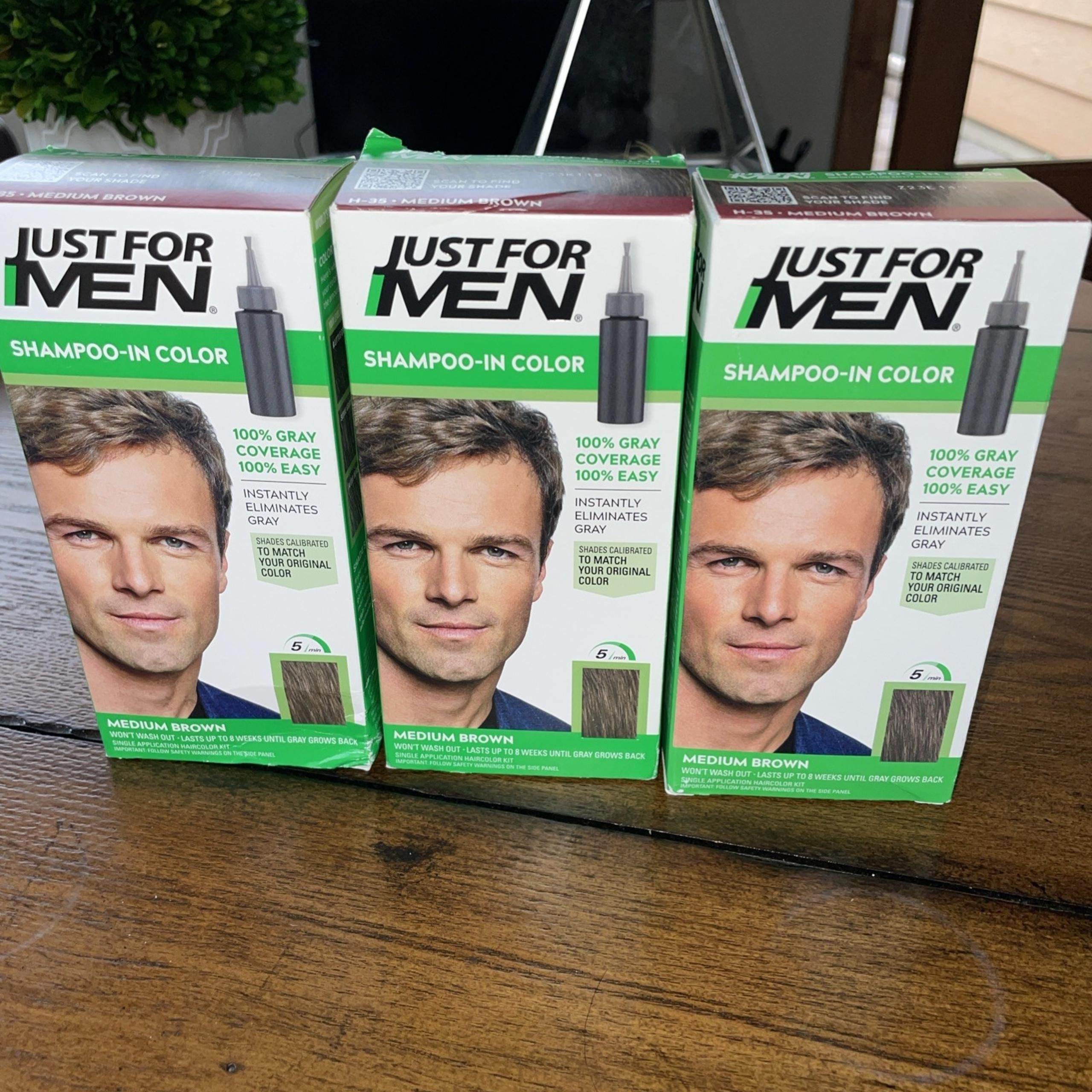 Just for Men H-35 MEDIUM BROWN Hair color Shampoo In ( 3 pack )