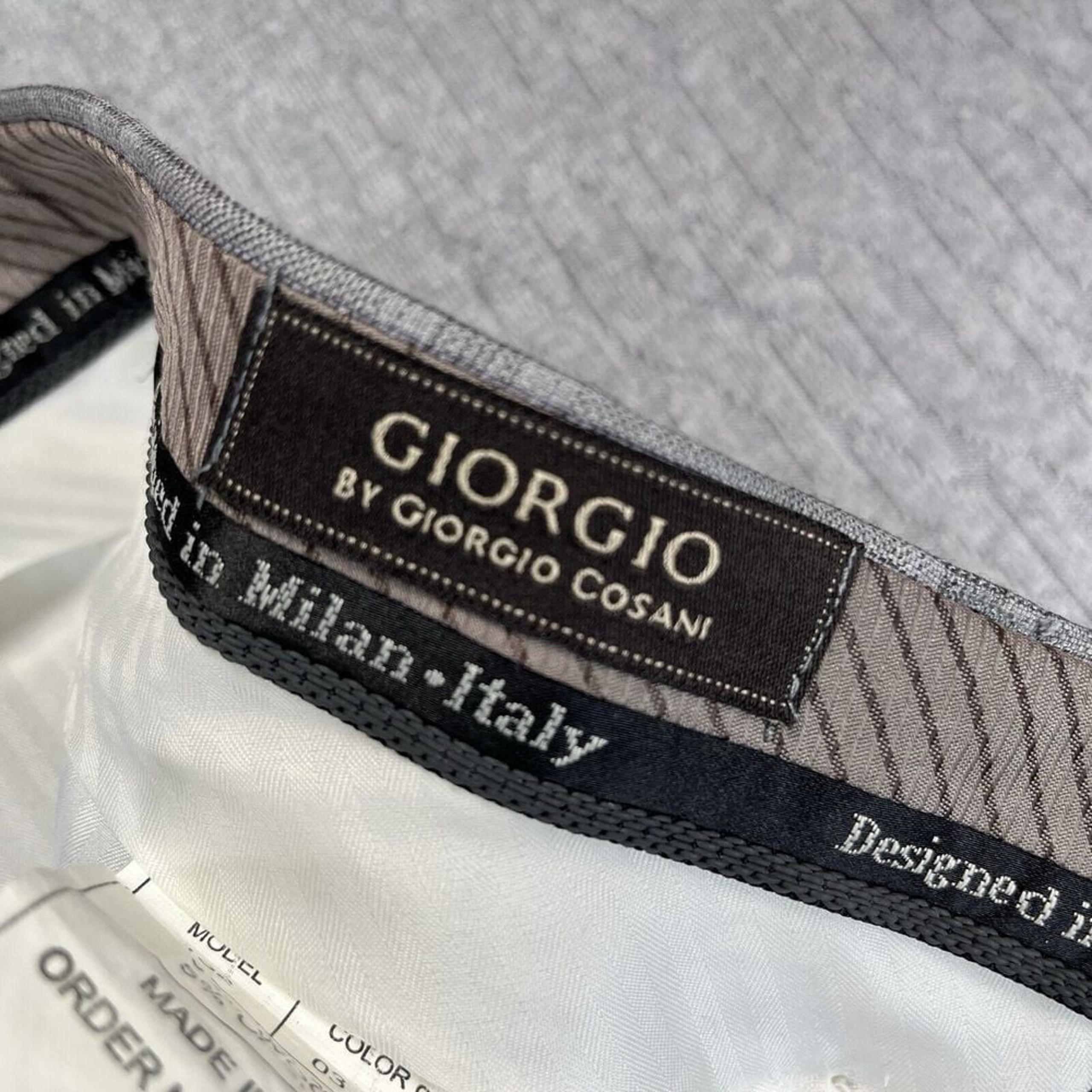 GIORGIO COSANI Men's (38x33) Kashmir/wool 03 Grey plaid pleated dress pants