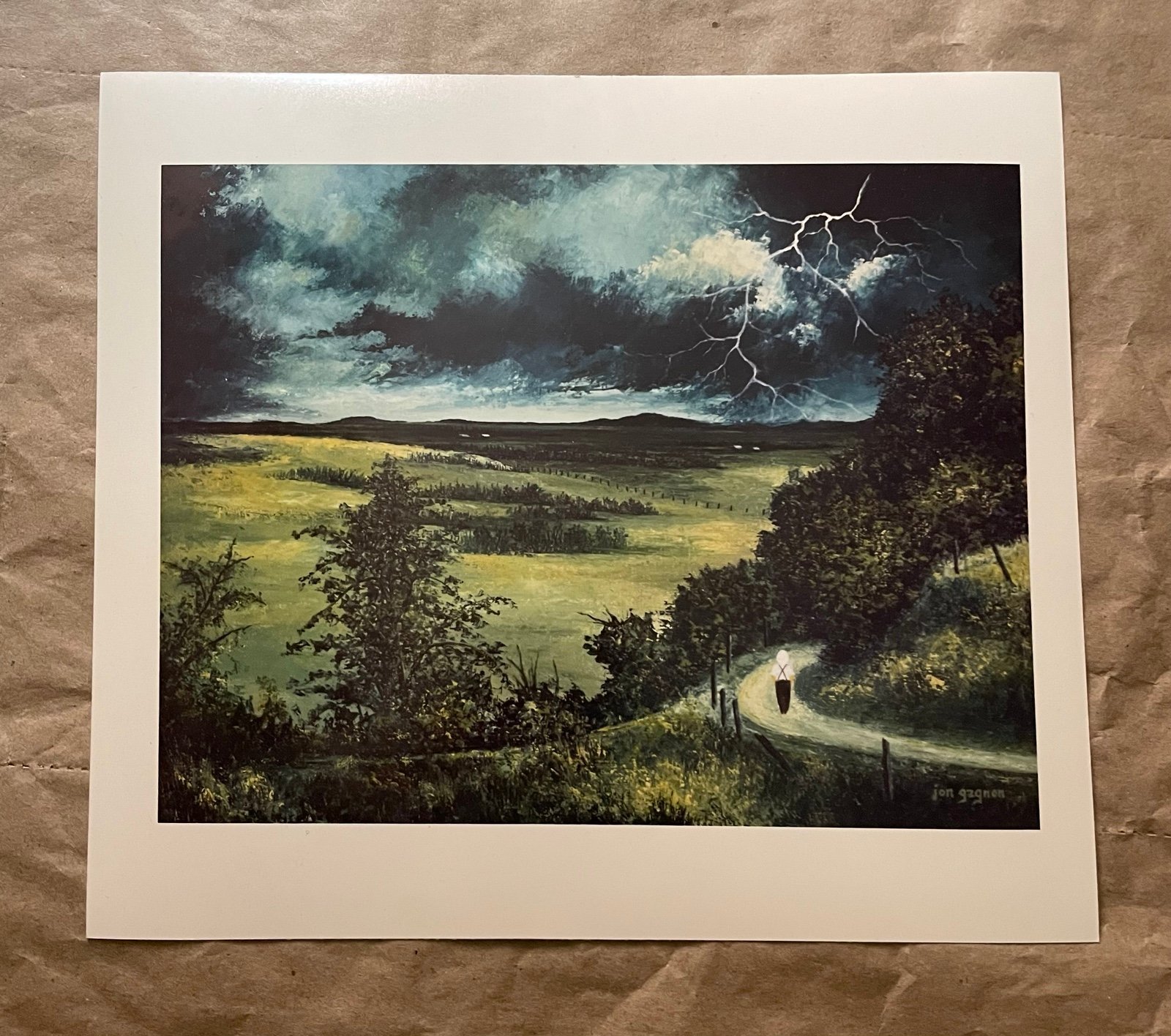 NWT Vintage Boy and Lighting Art Print