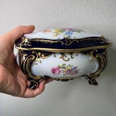 Vintage large JLMENAU Graf Von Henneberg Echt Kobalt rectangle trinket box