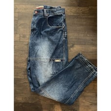 Brooklyn Express Jeans Blue Loose Fit Baggy Wide Leg Denim VTG Y2K 40x34 Grunge