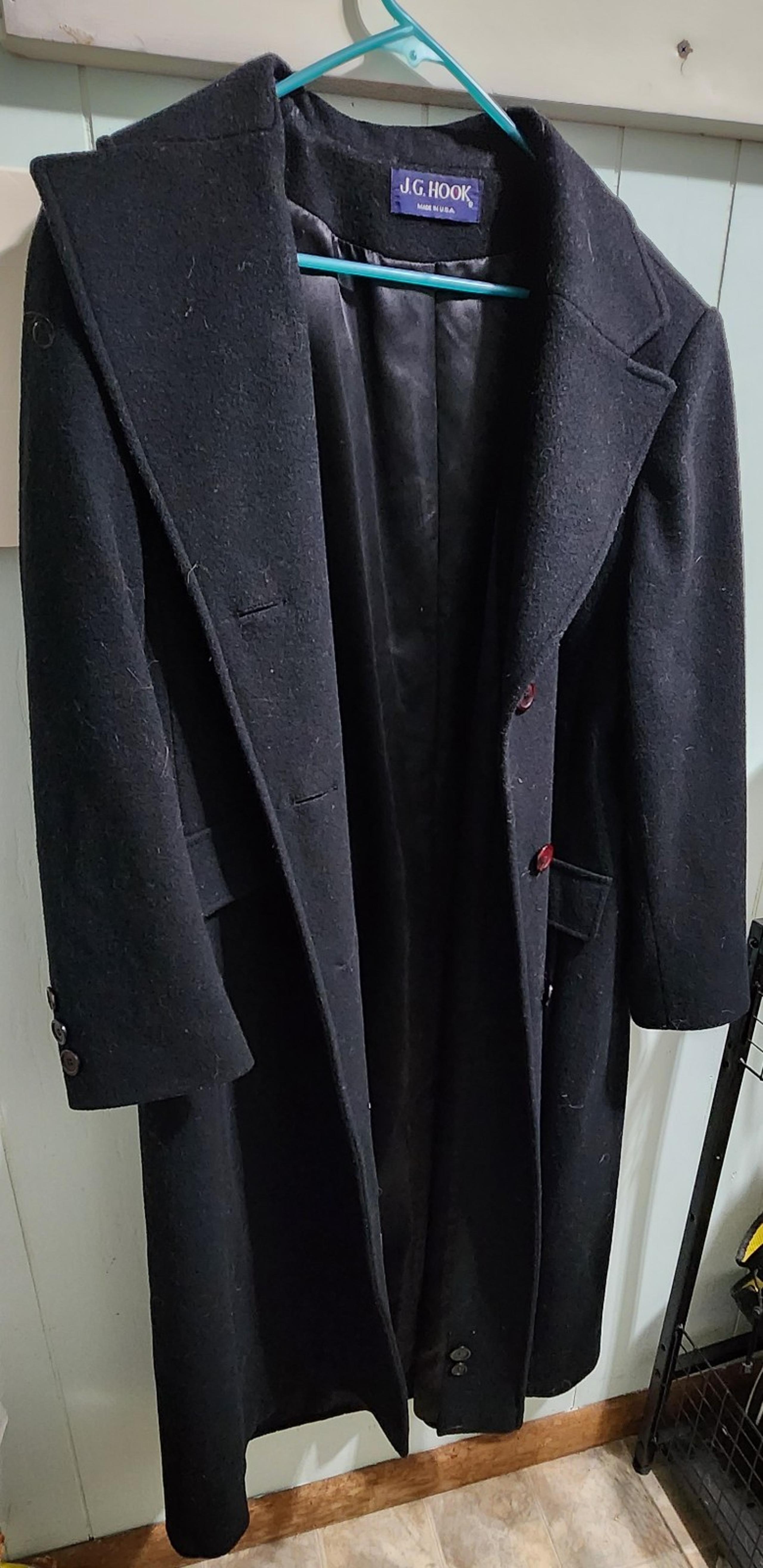 J.G. Hook Pea Coat/Overcoat, Women's, vintage 1990s, 100% Wool, USA made