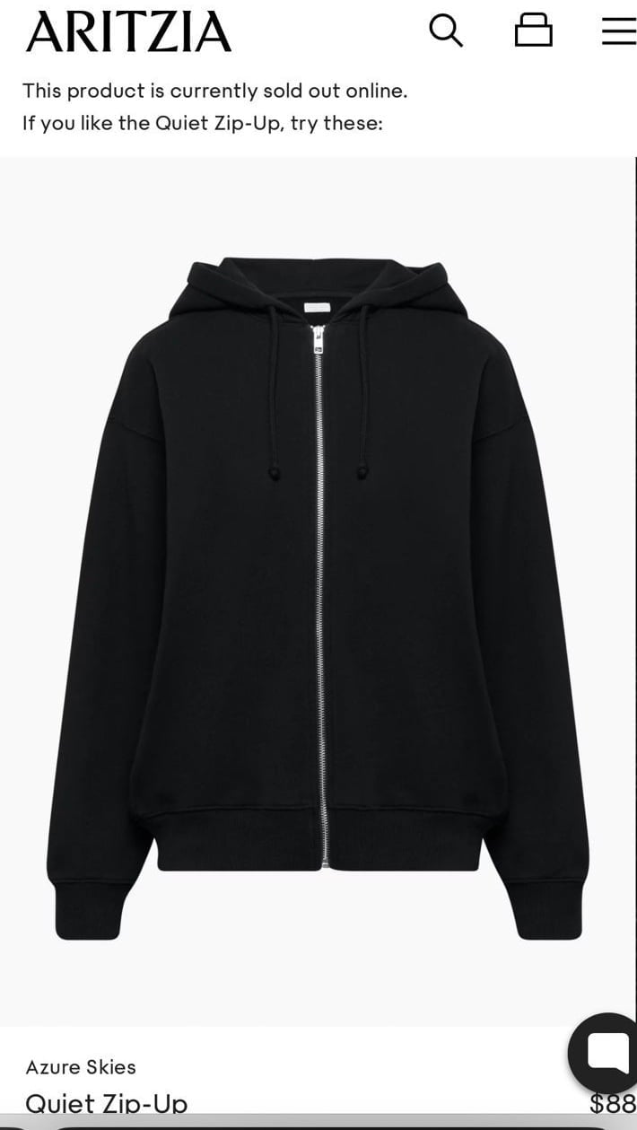 NWT Aritzia Azure Skies Quiet Zip Up - Size 2