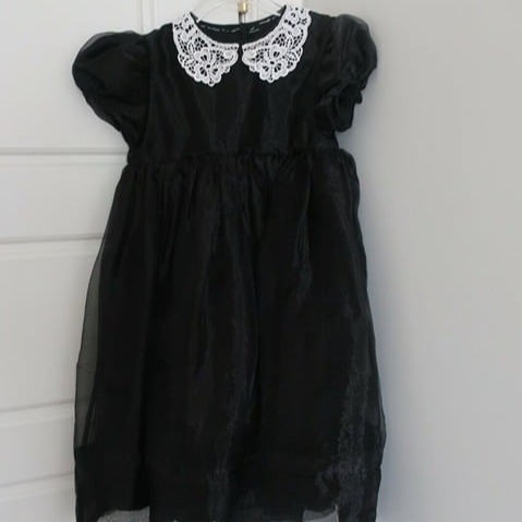 Carbon Soldier Girls Black Organza dress with gold beads size 6