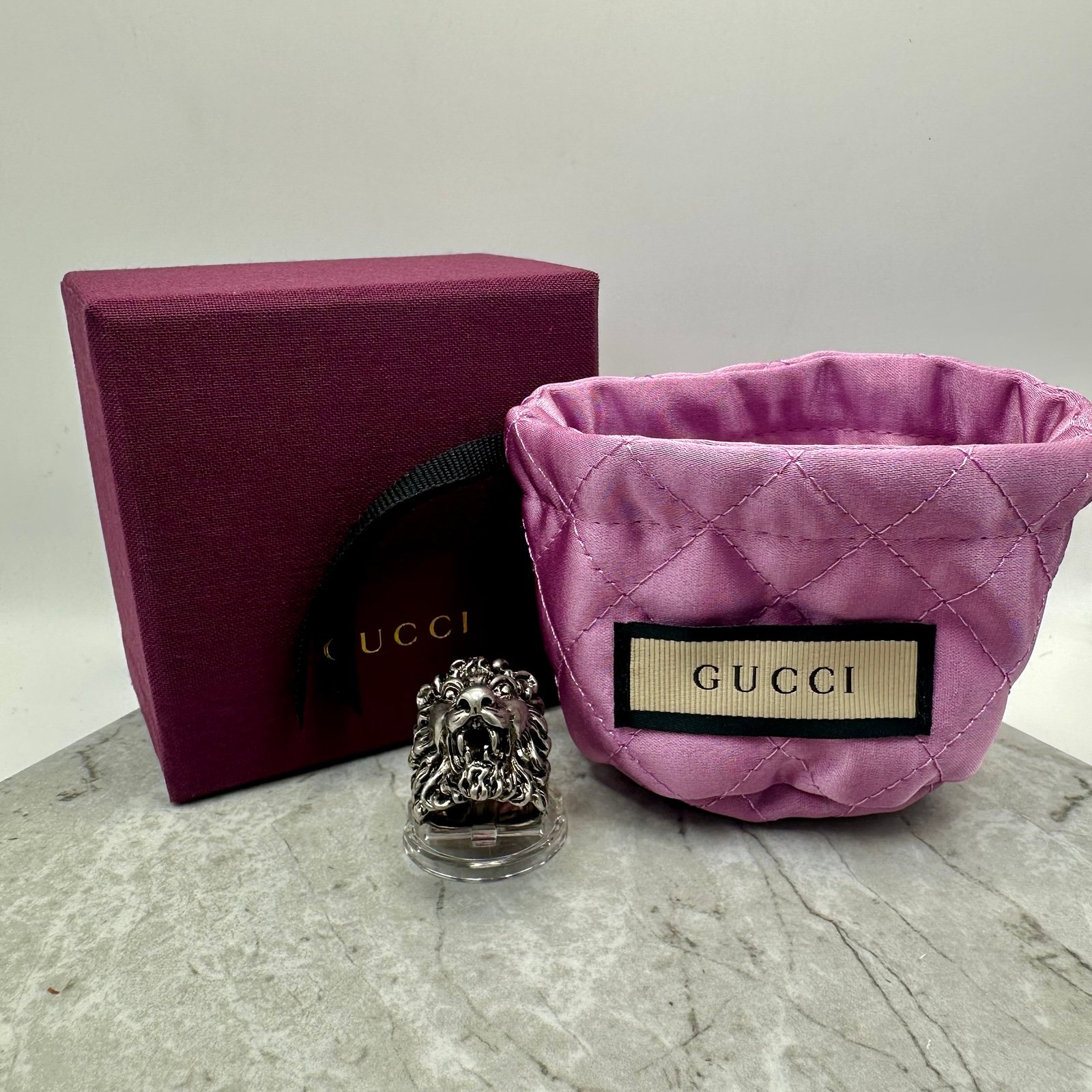 NEW GUCCI LION HEAD RING AUTHENTIC SIZE 13 IT US 6.5