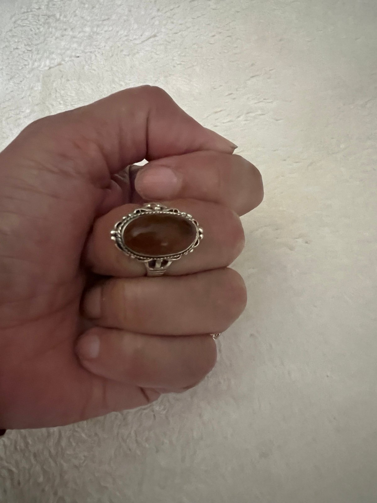 Vintage Amber Sterling Silver Ring