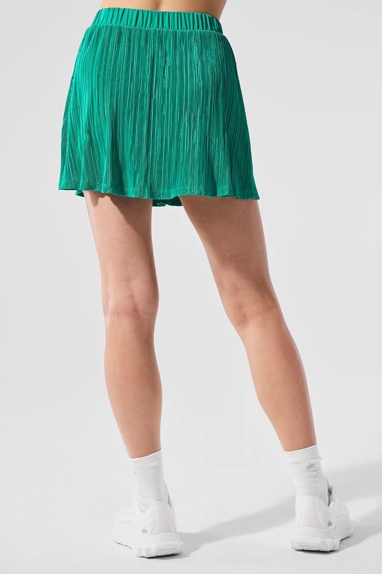 Alo Yoga Micro Plisse Tennis Skirt- spruce green