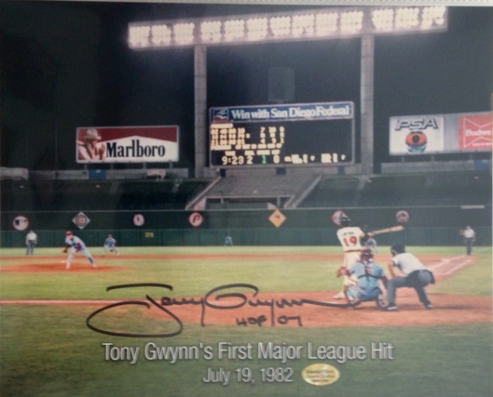 Signed Tony Gwynn HOF First HIt Set