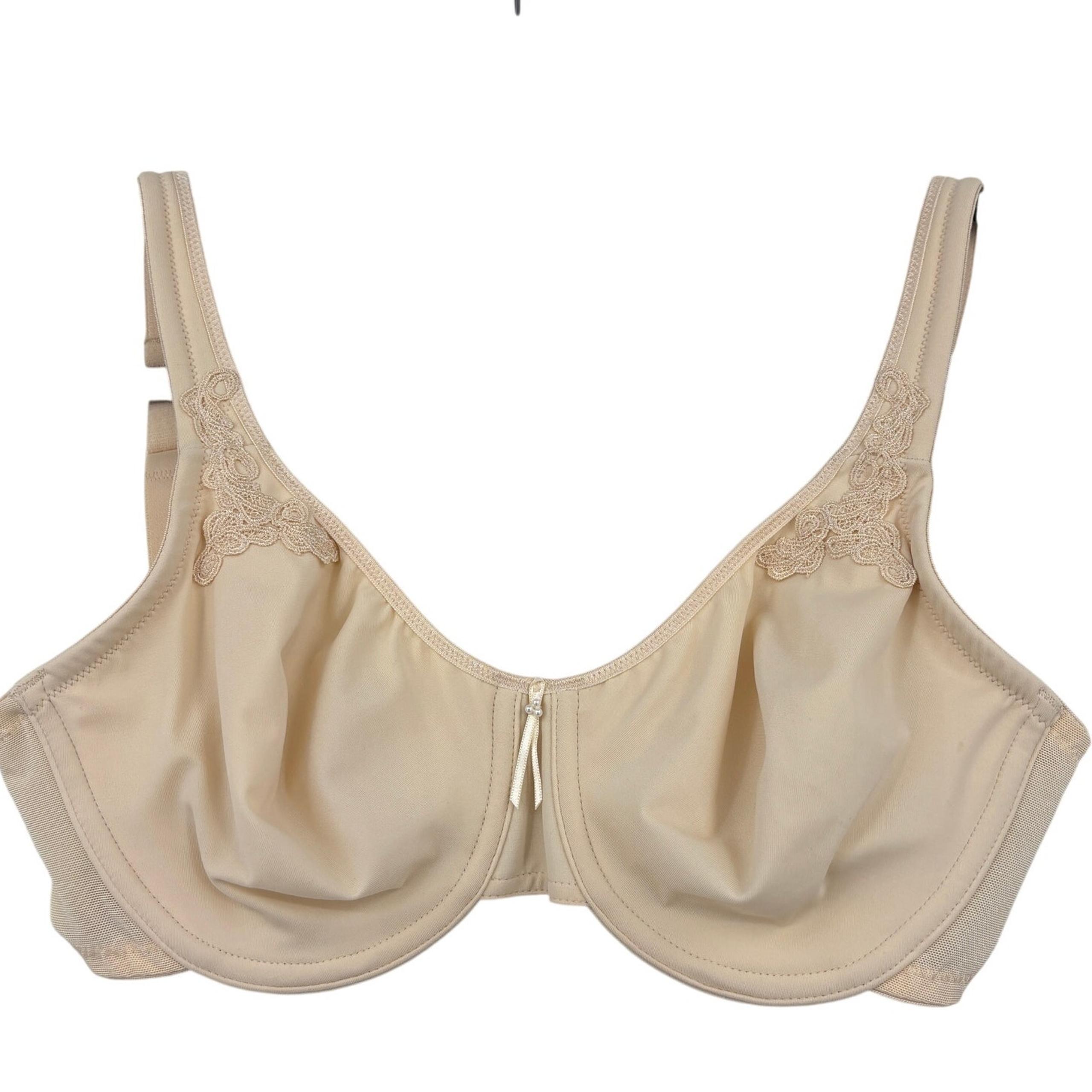 Breezies Bra Size 34B Nude Beige Underwire Unlined Lace Detail Adjustable Straps