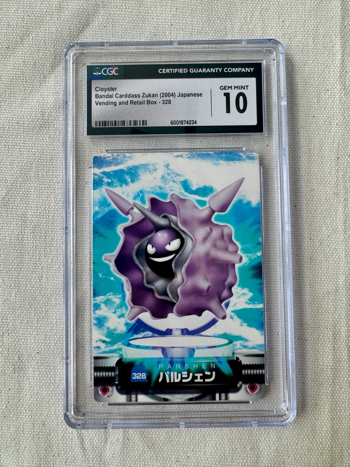 LOW POP CGC 10 Cloyster Japanese Zukan #328 Vintage Bandai Carddass Slab