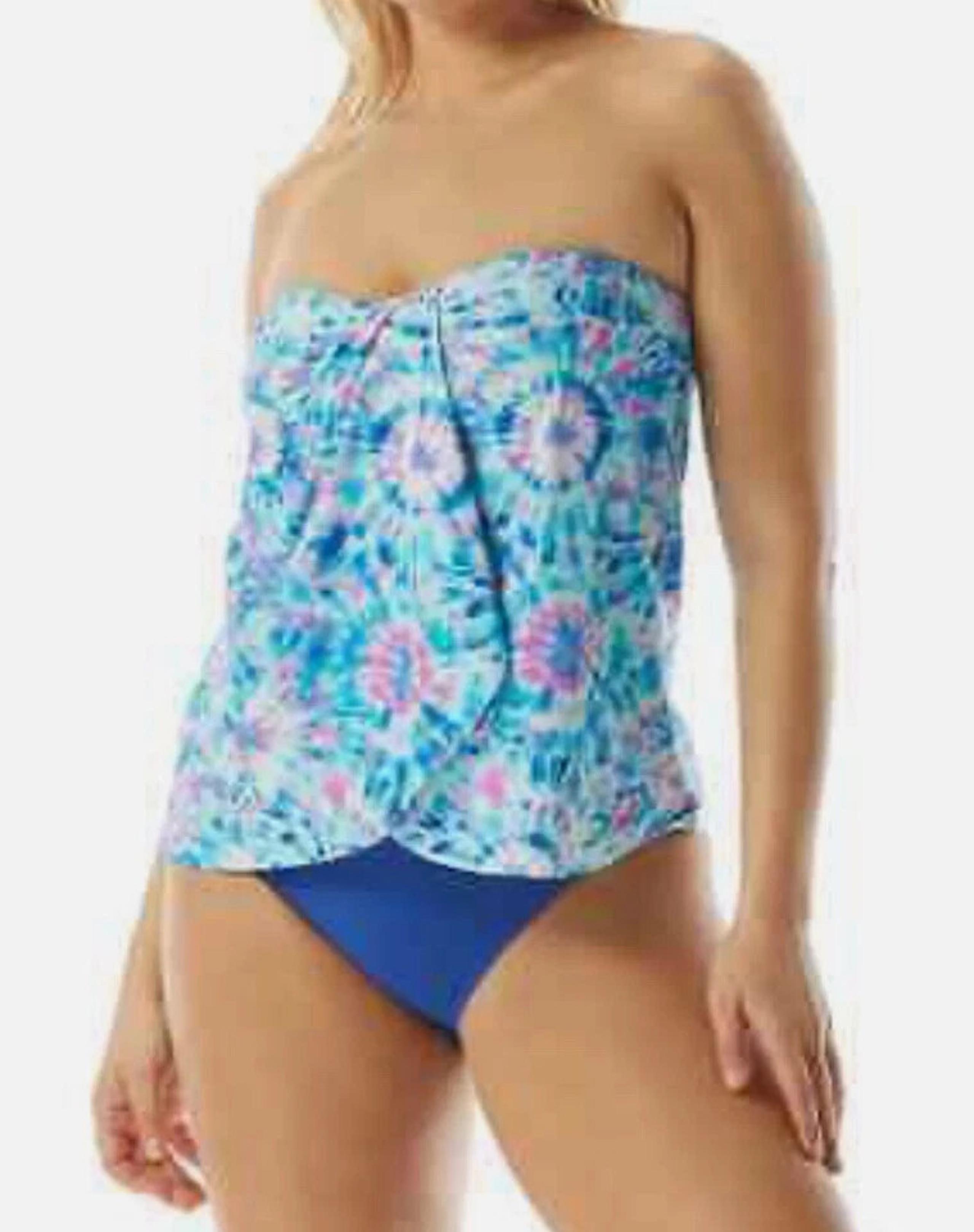 Coco Reef Contours Clarity Size 10 34D Draped Tankini Top Multicolored Swim