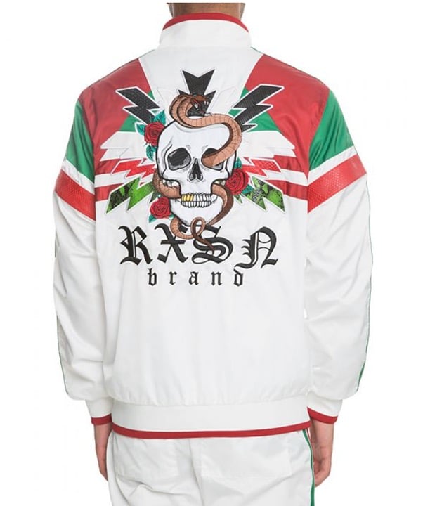 Lightning Bolt/Snake/Skull/Scales Reason Zip-Up Track Windbreaker Jacket Sm NWOT