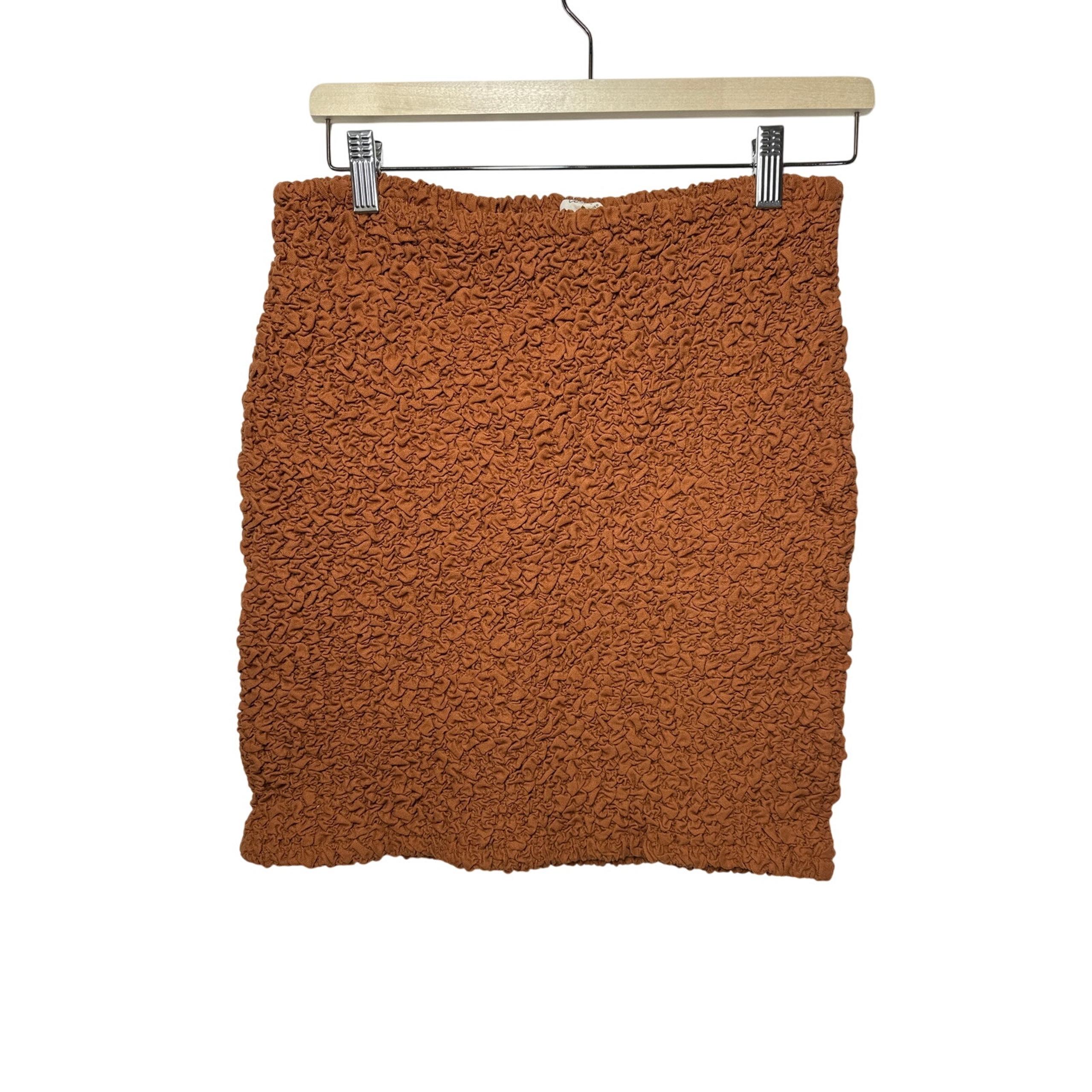 Easel Bodycon Bubble Textured Mini Skirt Stretch Form Fitting Pull On Rust Sz L