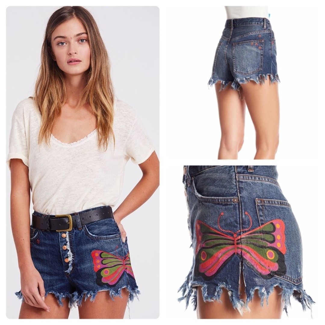 FREE PEOPLE FIELDS OF SUN DENIM SHORTS 26 NWT Retail 88
