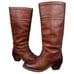 FRYE 77230 Jane Stitch Redwood Brown Pebbled Leather Tall Heeled Boots (Sz 7)
