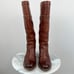 FRYE 77230 Jane Stitch Redwood Brown Pebbled Leather Tall Heeled Boots (Sz 7)