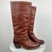 FRYE 77230 Jane Stitch Redwood Brown Pebbled Leather Tall Heeled Boots (Sz 7)