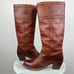 FRYE 77230 Jane Stitch Redwood Brown Pebbled Leather Tall Heeled Boots (Sz 7)