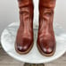 FRYE 77230 Jane Stitch Redwood Brown Pebbled Leather Tall Heeled Boots (Sz 7)