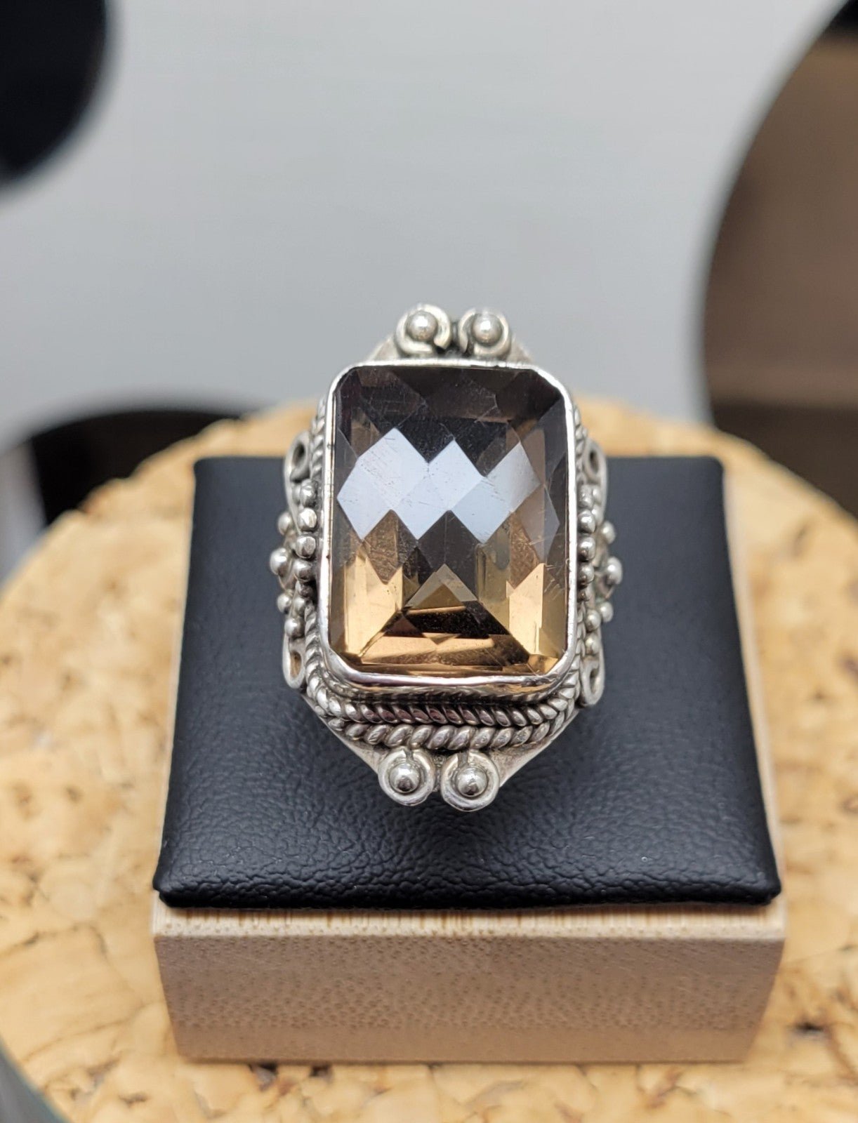 Silver Smokey Quartz Ring