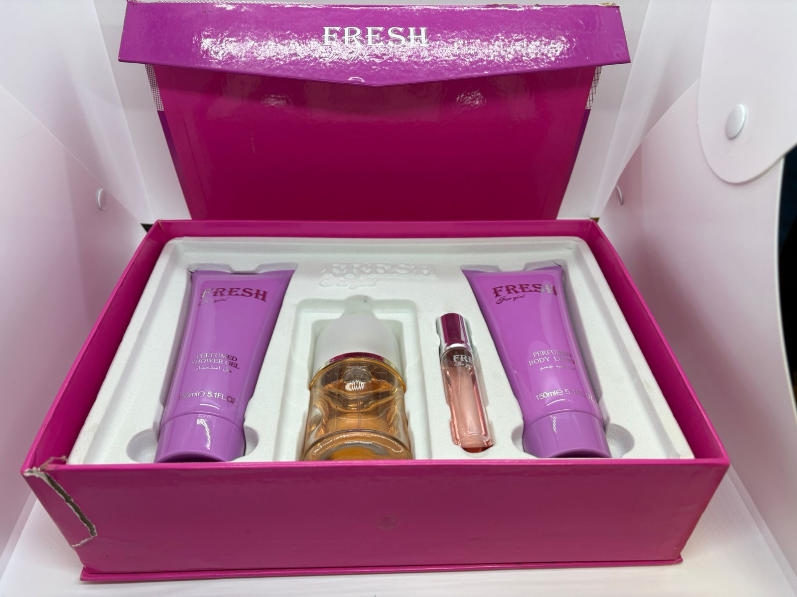Fresh For Girl Set Eau De Toilette 50% of product/and 1.5 ml of 50% Lotion new