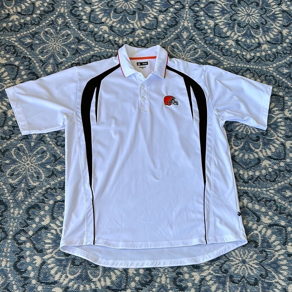 NFL Cleveland Browns White and Black Polo Shirt