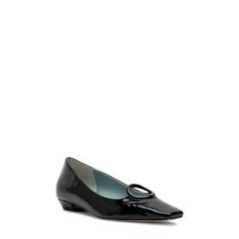 Frances Valentine Regan Flat Metallic Leather ~ Black