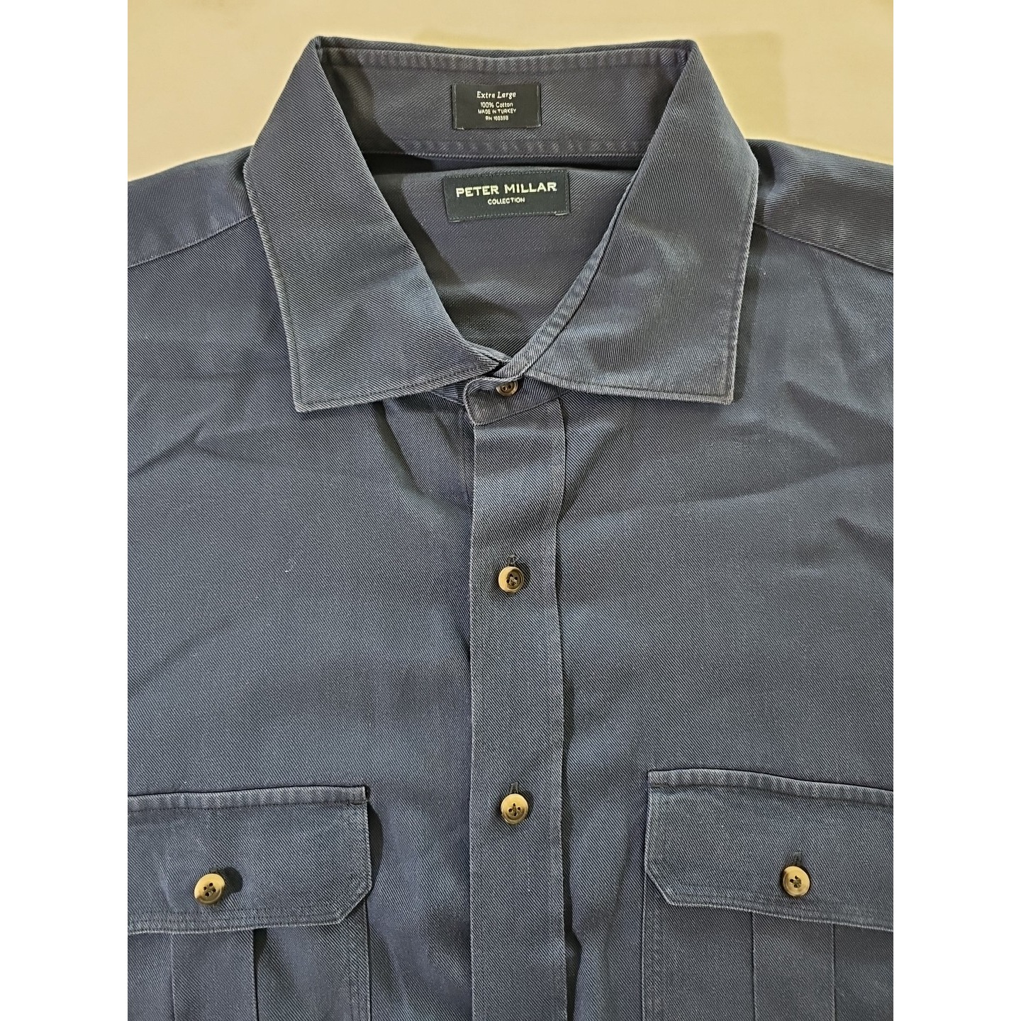 Peter Millar Collection Shirt Mens XL Blue Cotton Button Up Long Sleeve