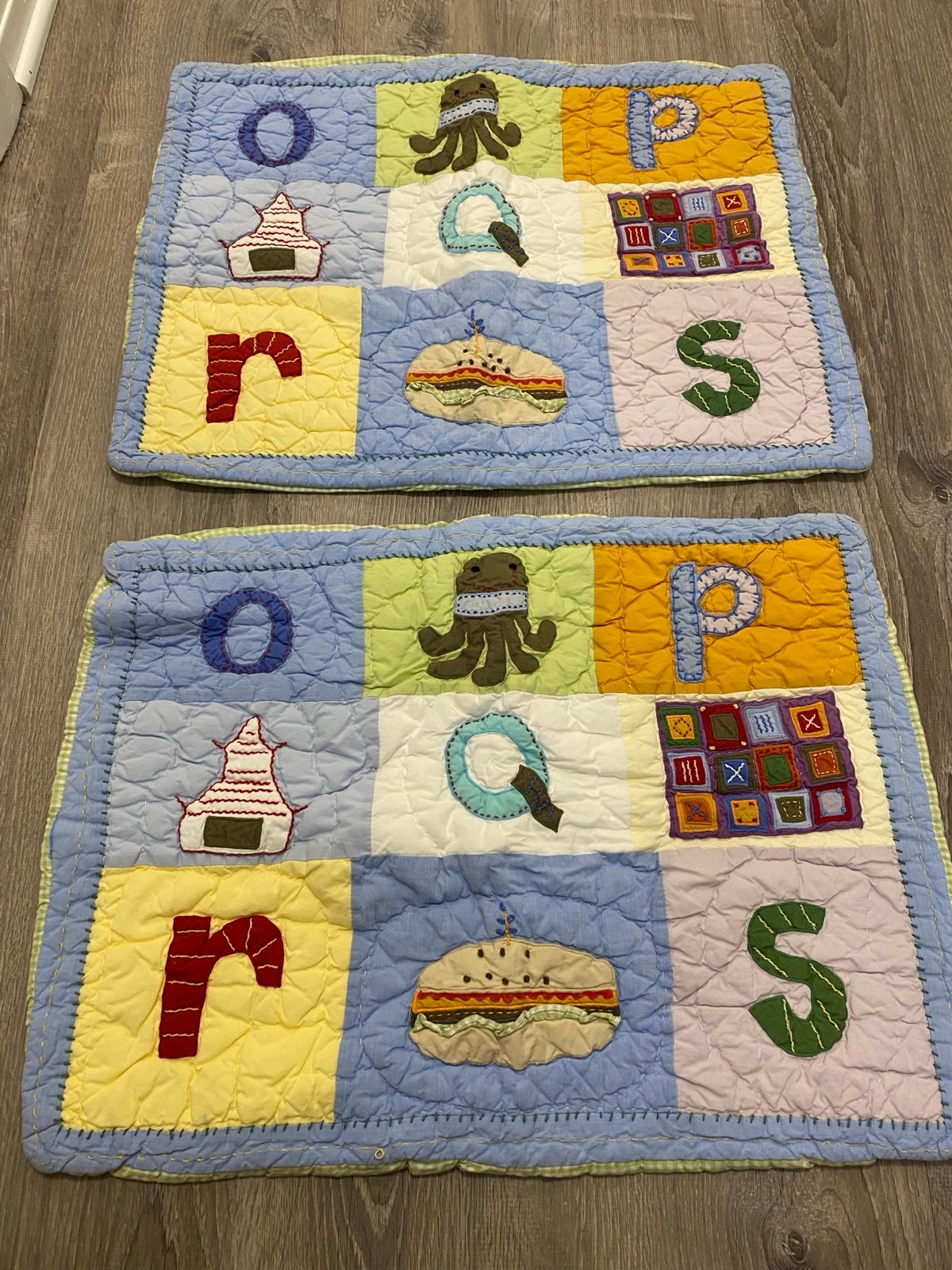 Pottery Barn ABC Alphabet Quilted Patchwork Standard Shams Set of 2