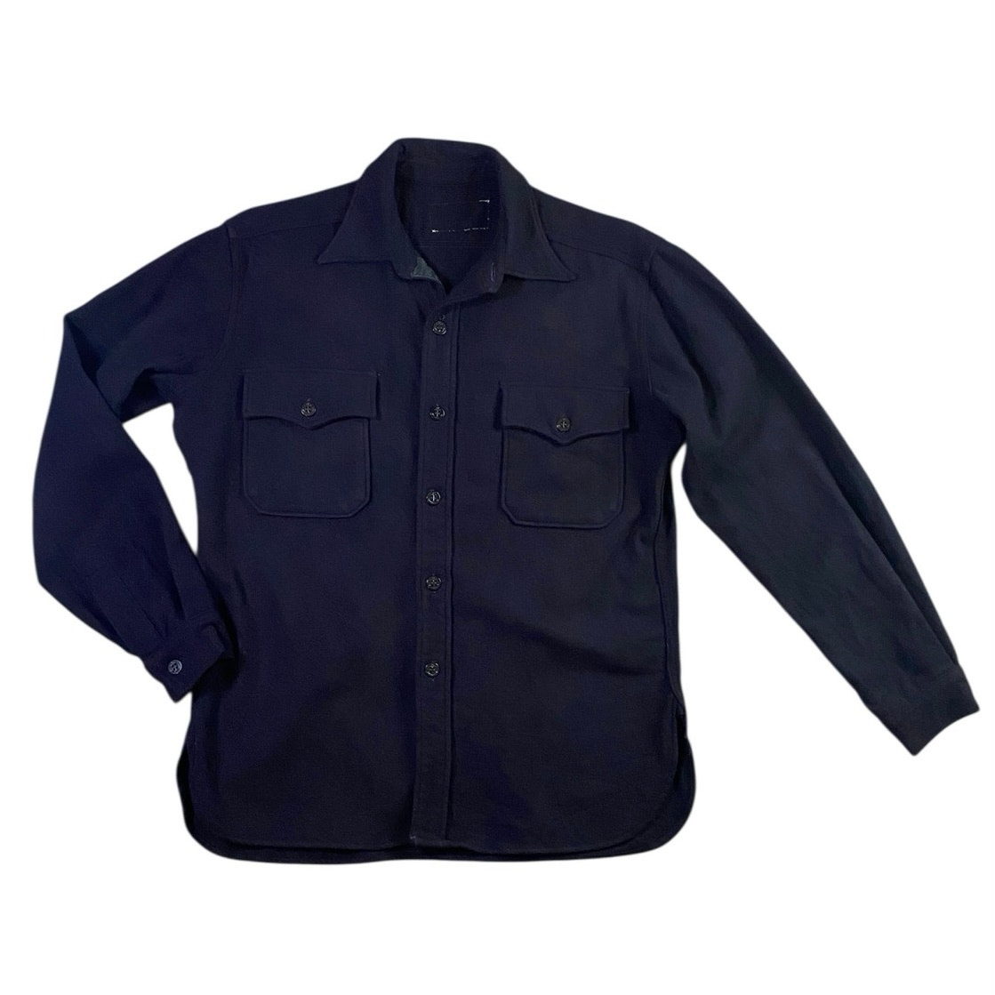 Vintage 70s Navy Officers Wool Shirt - M