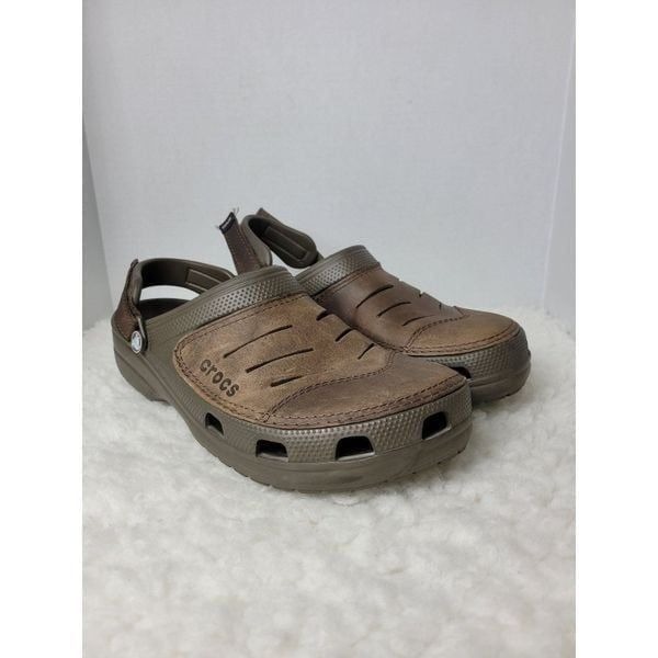 Crocs Shoes Mens Clog Size 12 Yukon Vista II Brown Leather Slingback Shoes