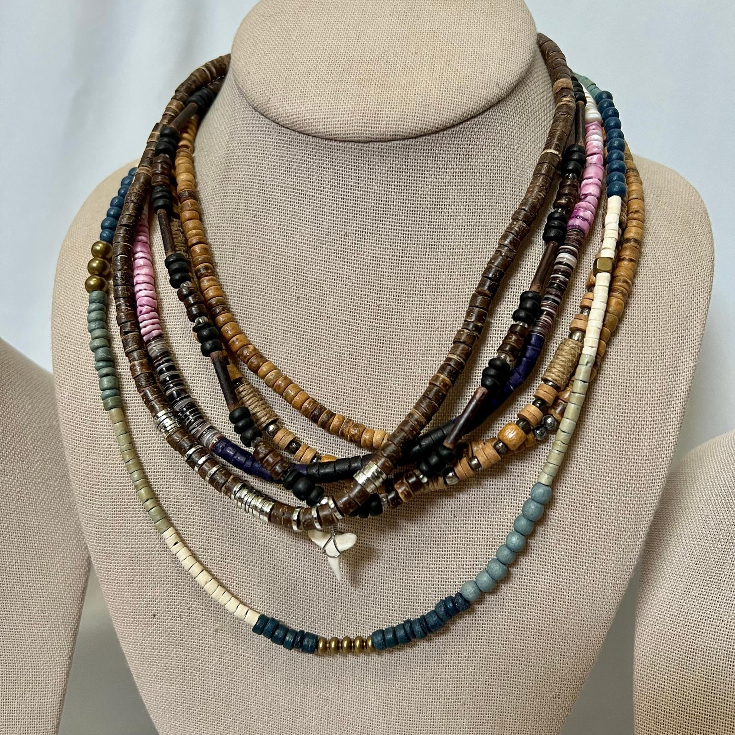 Mixed Lot of Beach Boho Style Shell and Wood Beads Necklace
