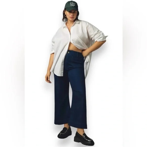 Anthropologie Maeve Colette Denim Cropped Wide Leg Jean 26W