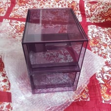 2 Pack Stackable Makeup Organizer Storage Drawers 4.5'' Tall Acrylic Cosmetics