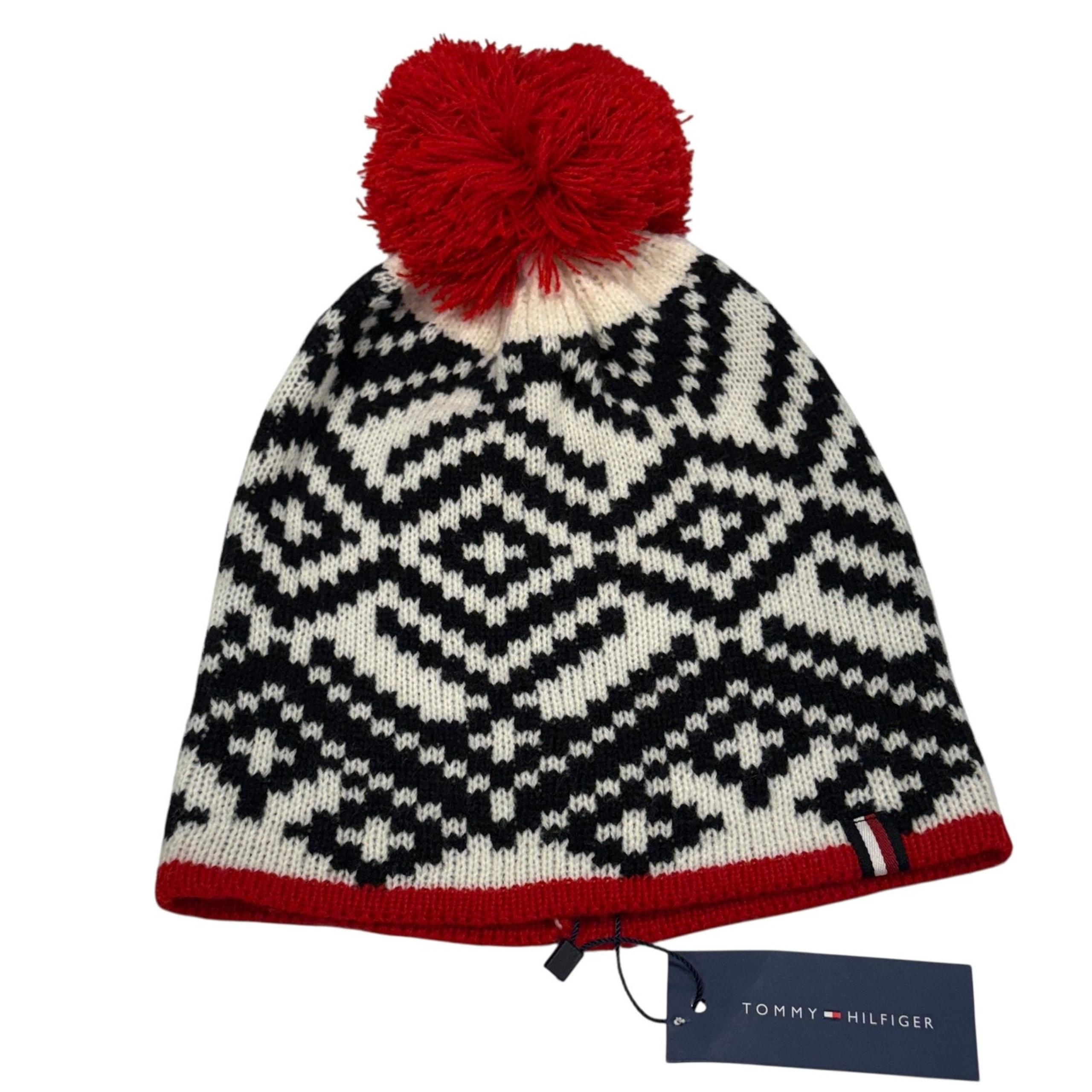 Tommy Hilfiger Beanie Hat Pom Pom Women One Size Knit Winter Hiking Ski Camp NWT