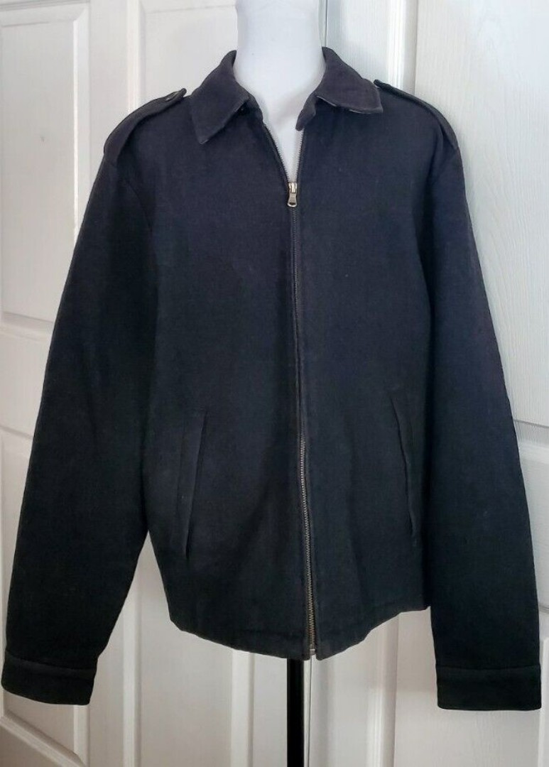 Tommy Hilfiger Wool Blend Gray Bomber Jacket Men's Small Full Zip Lined Coat