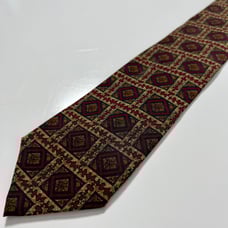 Valentino Cravatte Vintage Tie Made In Italy Red Brown 100% Silk Woven Necktie