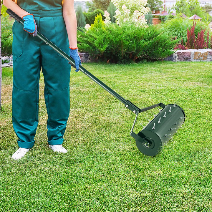 18 Manual Lawn Aerator Grass Aeration Tool Filled with Sand or Stone w/Handle