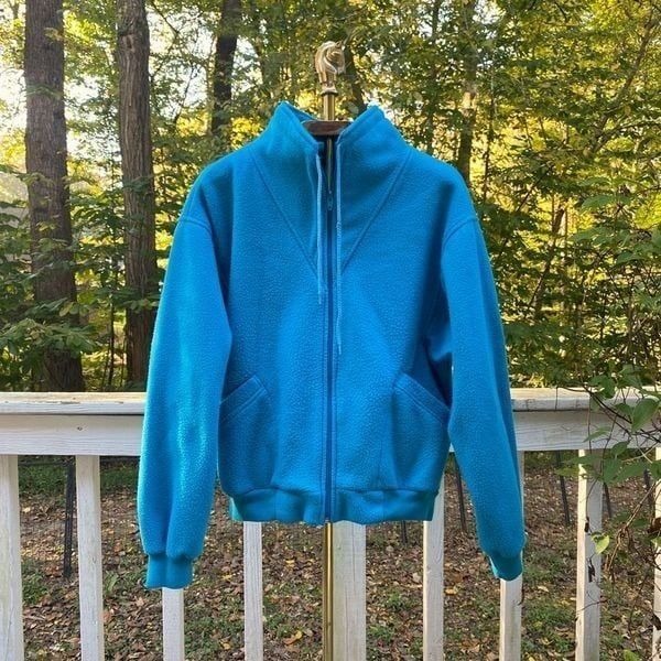 Vintage 90s ELCO Blue Fleece Zip Up Sweatshirt