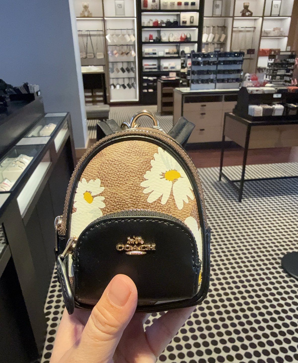 COACH Mini Backpack Bag Charm Floral Print Signature Canvas CZ602 NWT