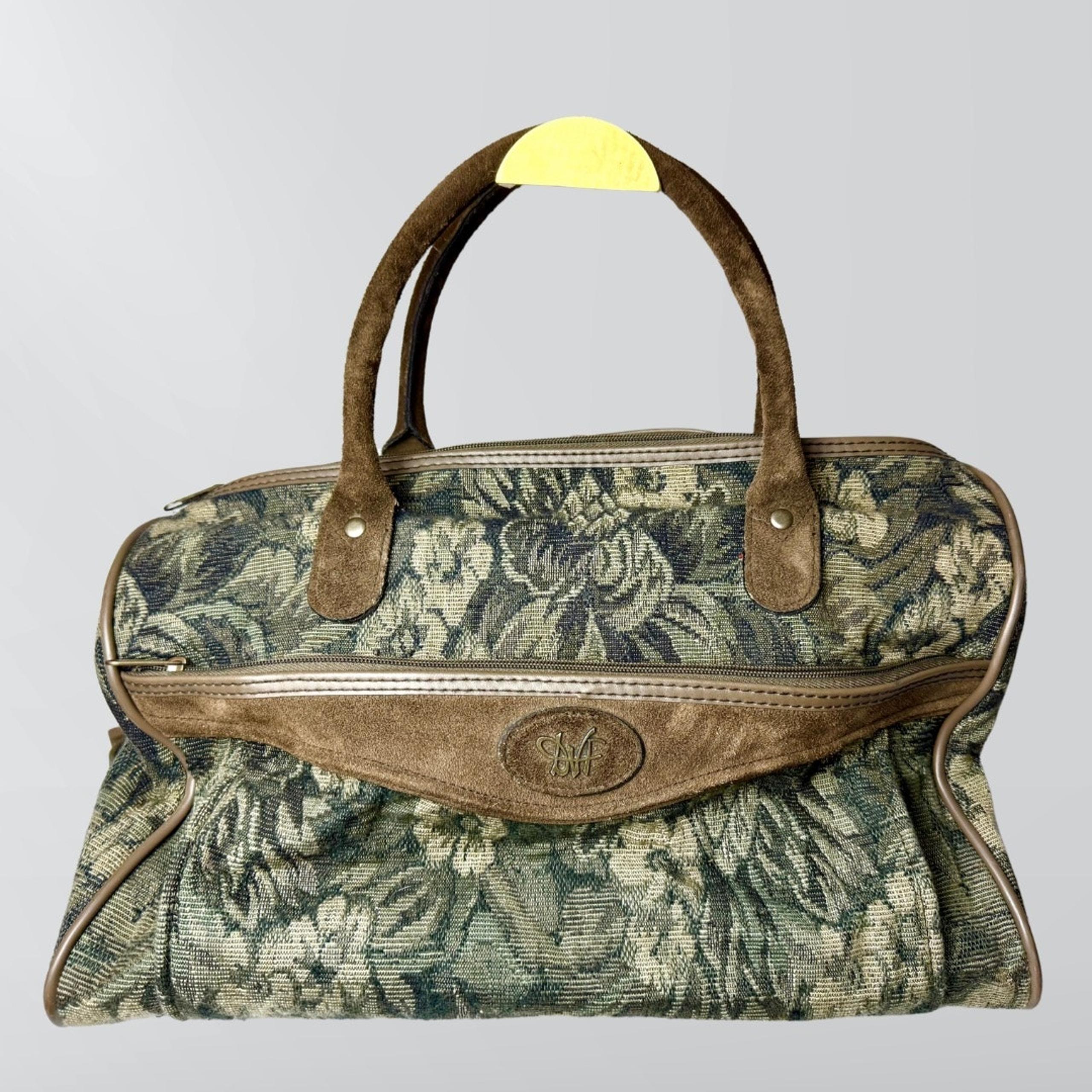 Vintage Diane Von Furstenberg DVF Tapestry & Suede Weekender Bag Purse