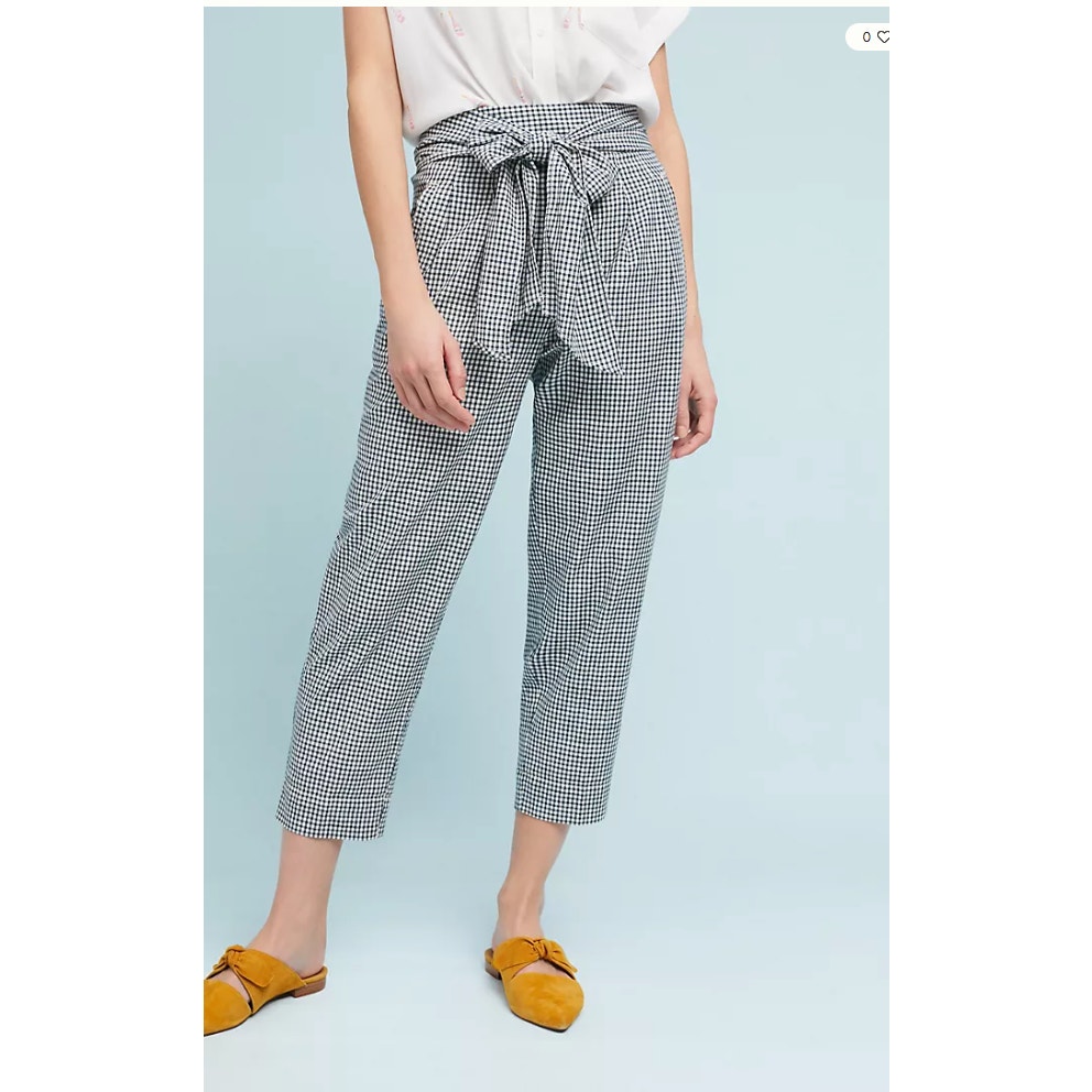 ANTHROPOLOGIE Cartonnier High Waisted Gingham Check Trouser Pants // 6