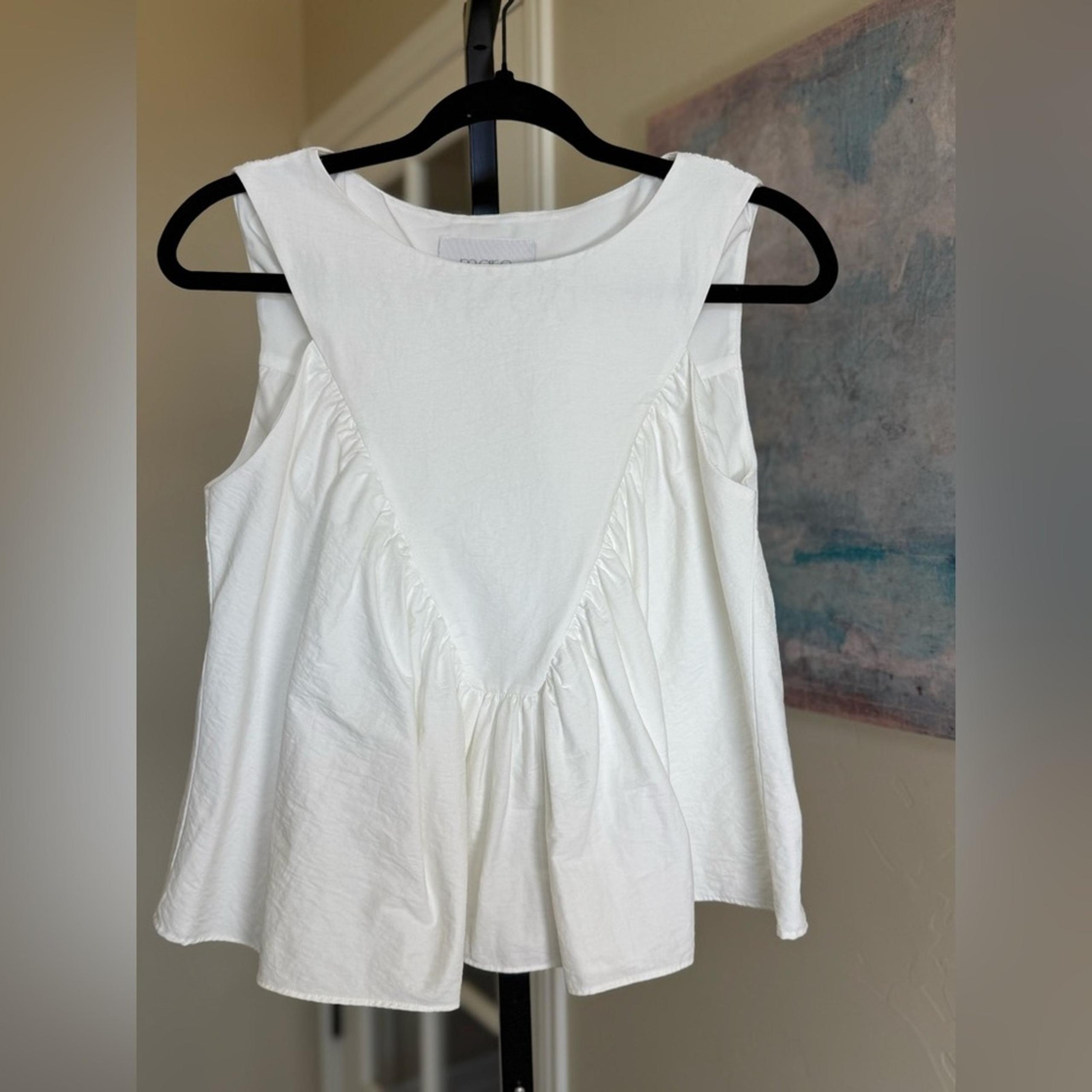 New Mare Mare Shirred Swing Tank Top White Anthropologie XS Sleeveless Pullover