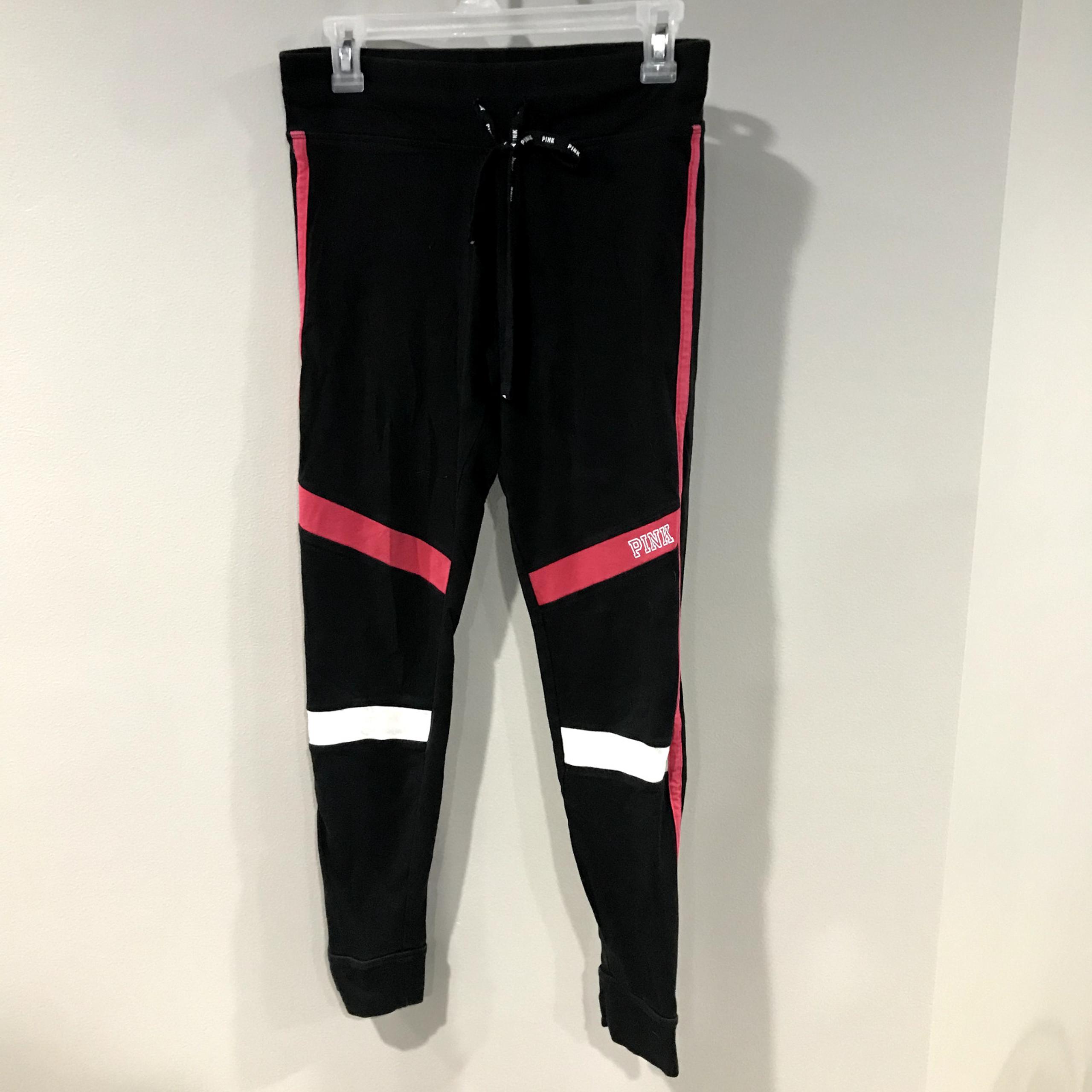 PINK Victorias Secret YOGA pants Sz Medium Plaid Logo Spellout