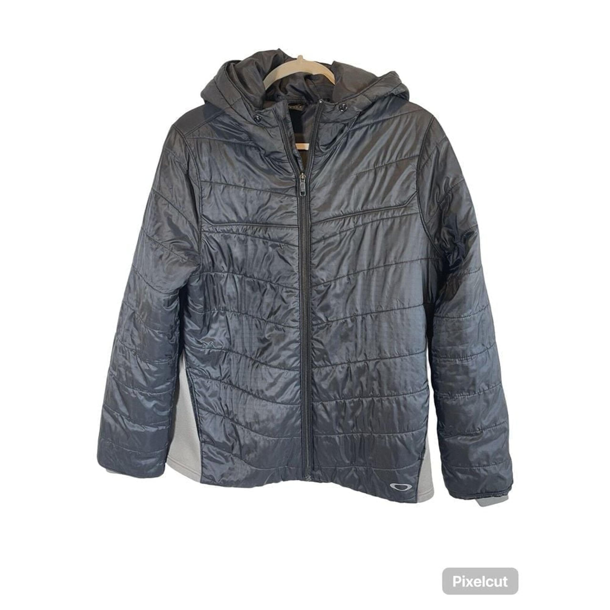Oakley Jacket Womens XL Puffer Jacket Gray Hooded Hr