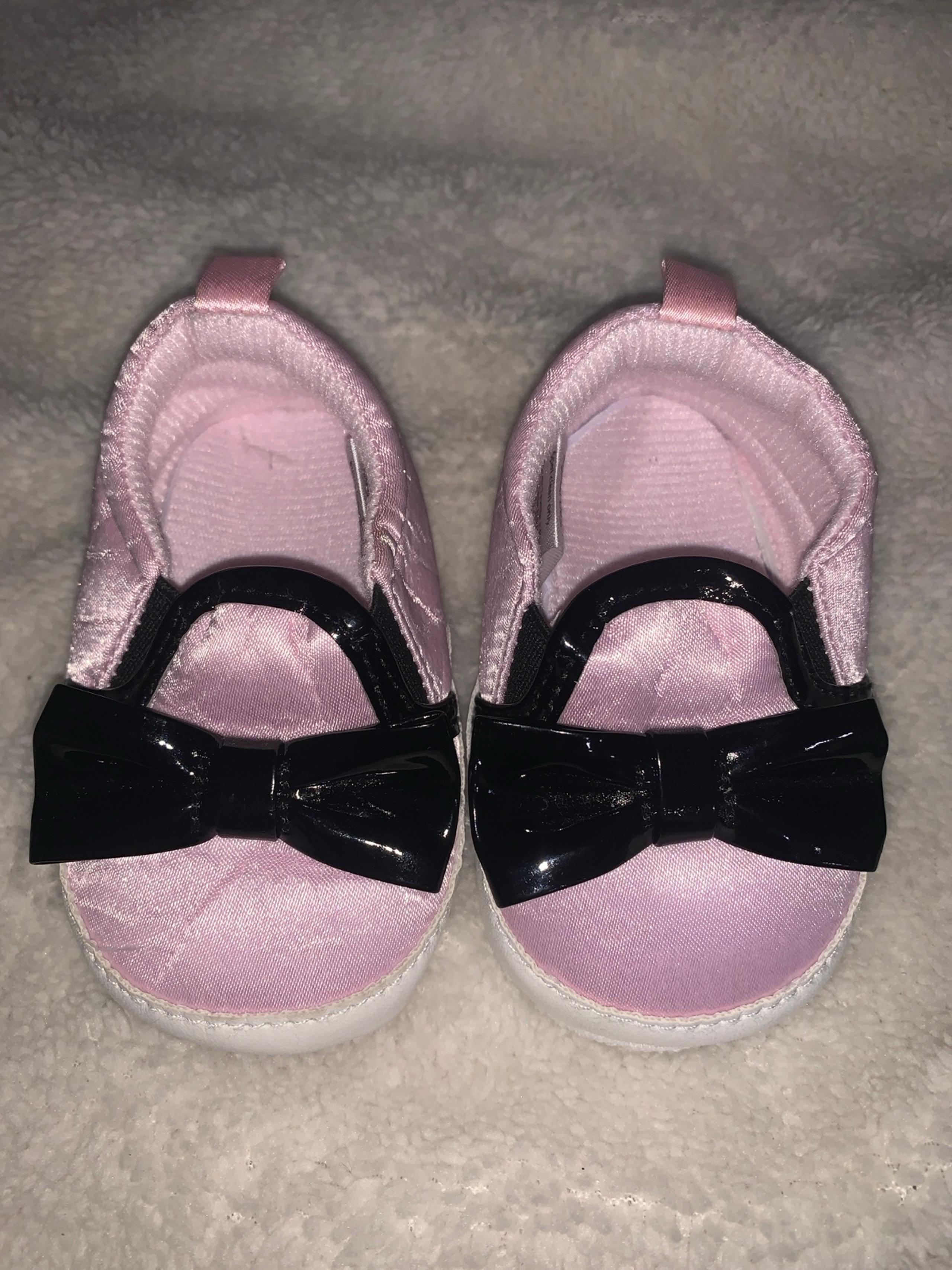 Pink Shoes with Black Bow for Baby Girls 0-6 months