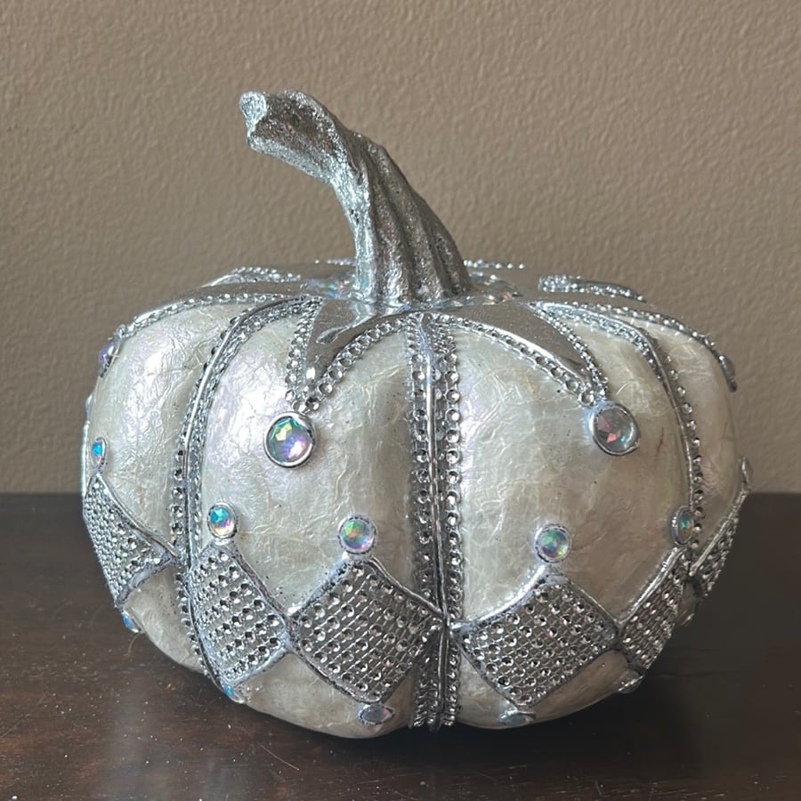 Cute Embellished Pumpkin Fall Thanksgiving Decor New Shimmery