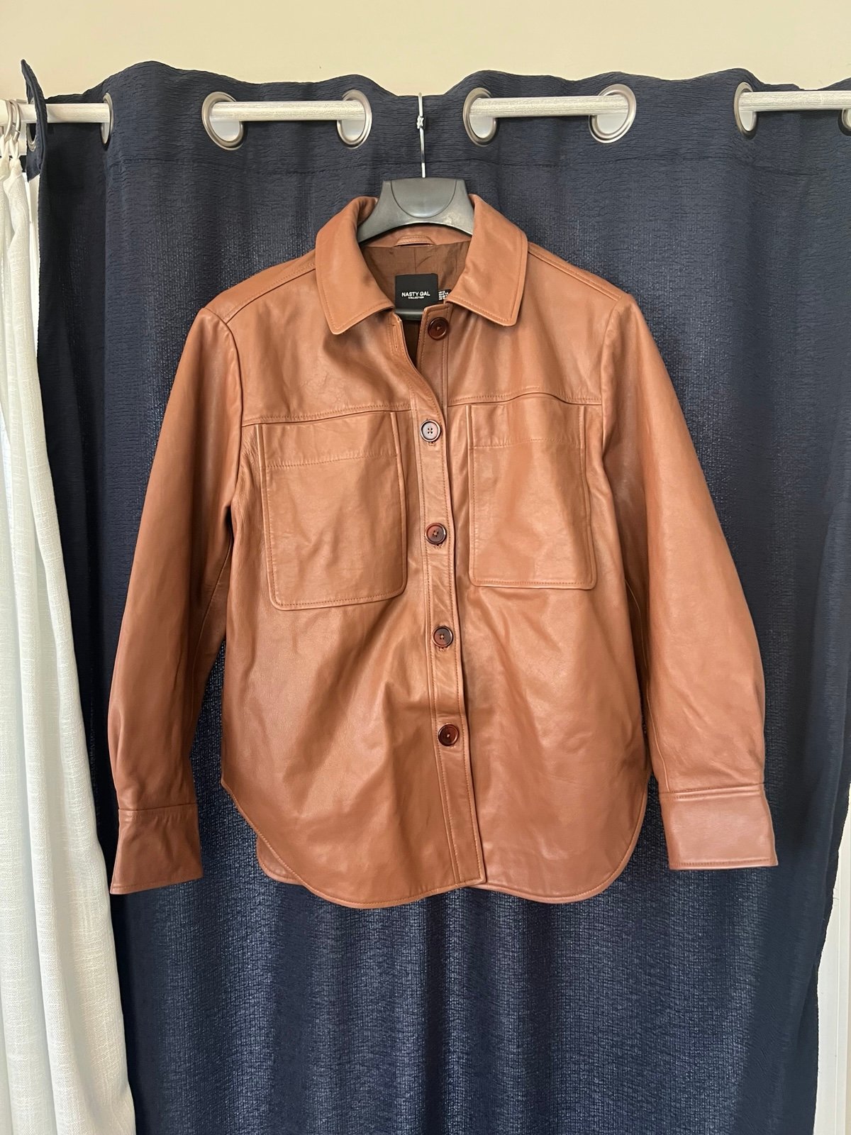 Nasty Gal Genuine Leather Pocket Detail Shirt