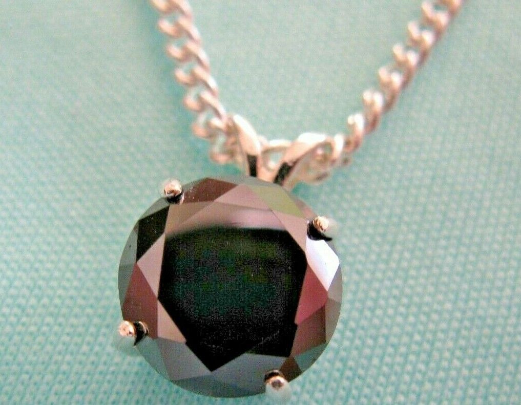 2.72ct 100% REAL NATURAL BLACK DIAMOND NECKLACE,CERTI FICATE,FREE DIAMOND TESTER